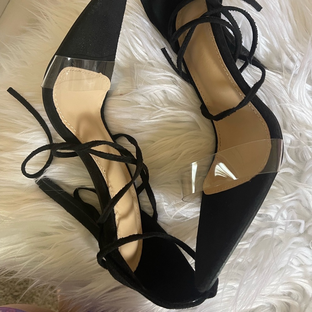Pointed open toe heels